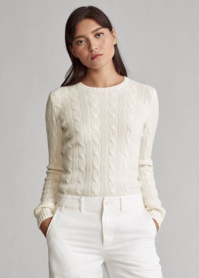 Polo Ralph Lauren Cable-Knit Cashmere Striktrøje Dame Danmark (PHOQD8176)